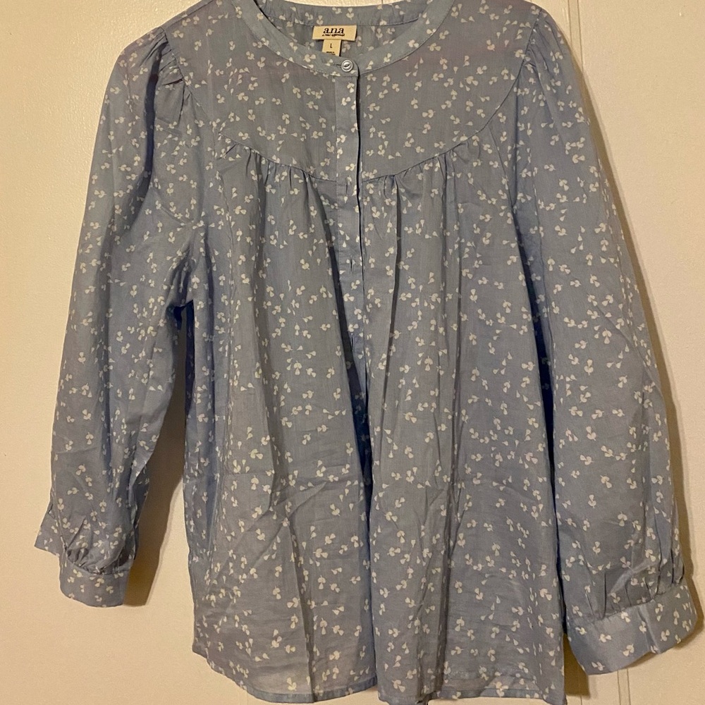 Blue and white Floral Blouse